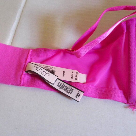 38DDD Victoria's Secret Dream Angels Lightly Lined Demi Bra Hot Pink Lace $59 - Picture 6 of 7